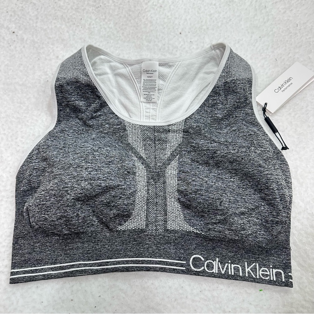 Calvin Klein Performance Reversible Sports Bra - Gray/white